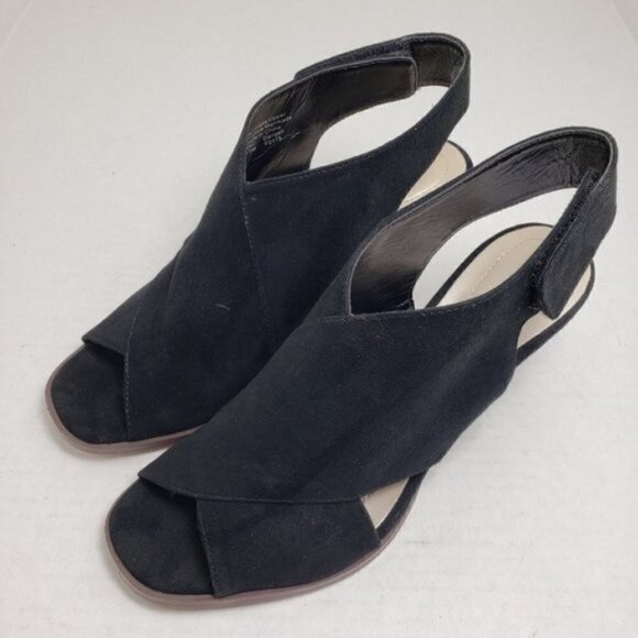 Style & Co Danyell Black Open Toe Velcro Heels 6.5 - Picture 4 of 9